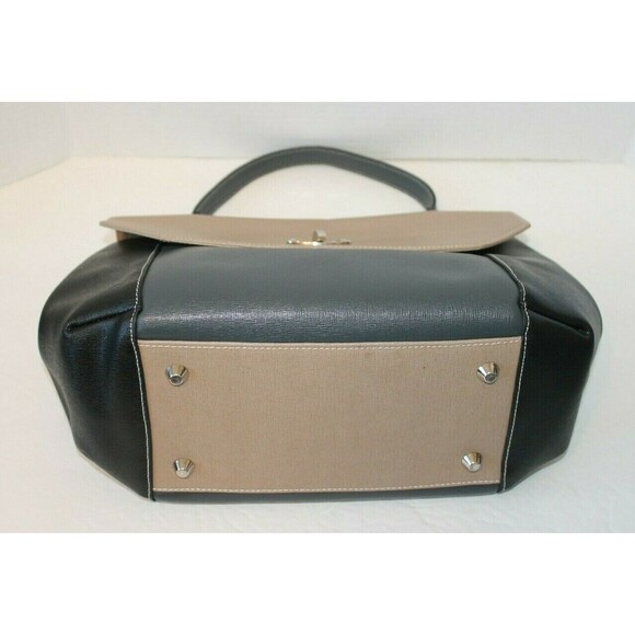 Carlo Pazolini Handbag Womens Purse Leather Black Tan Gray Made In Italy - Picture 4 of 7